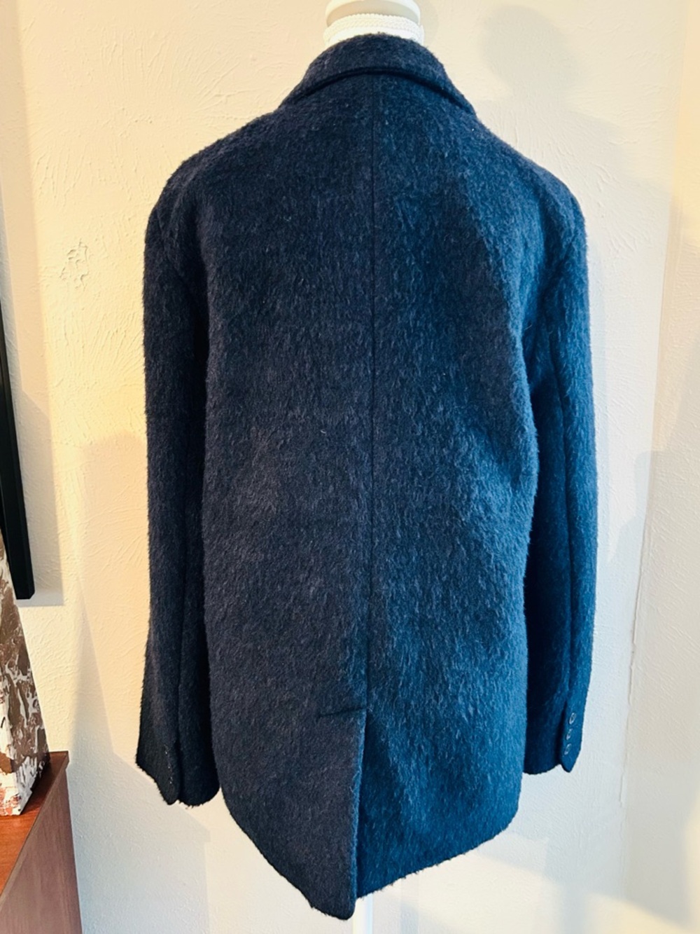 CLAIRE ROSE X NA-KD Navy Blue Brushed Wool Blazer Coat 34 Small - Picture 10 of 12